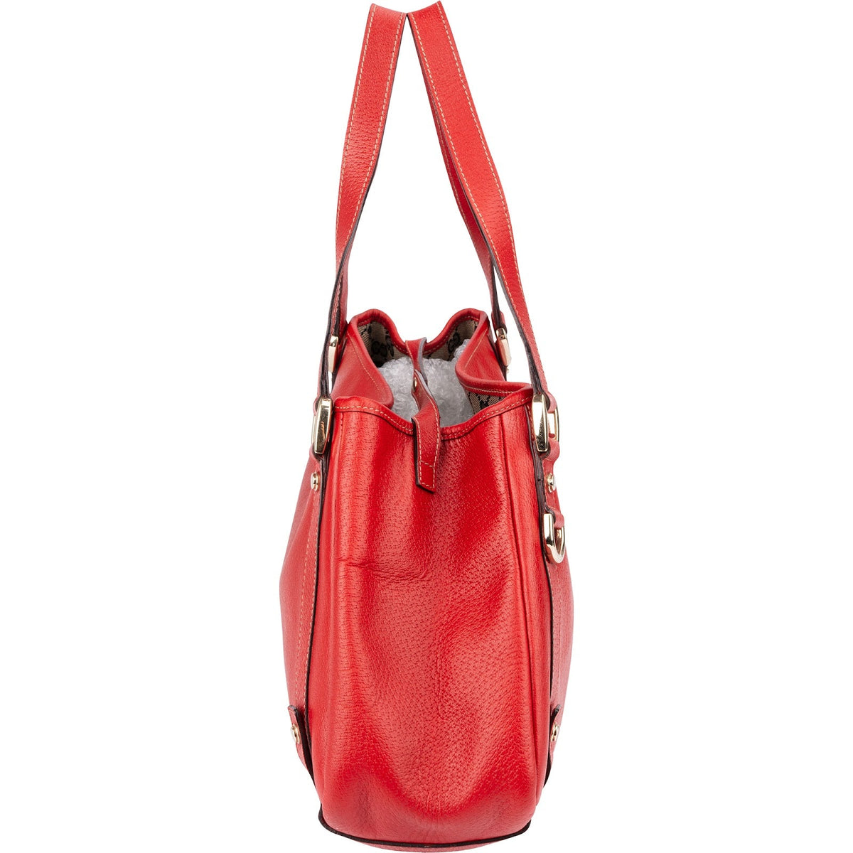 Gucci Rot Pebbled Leder D-Ring Handtasche, Bild 3 von 10