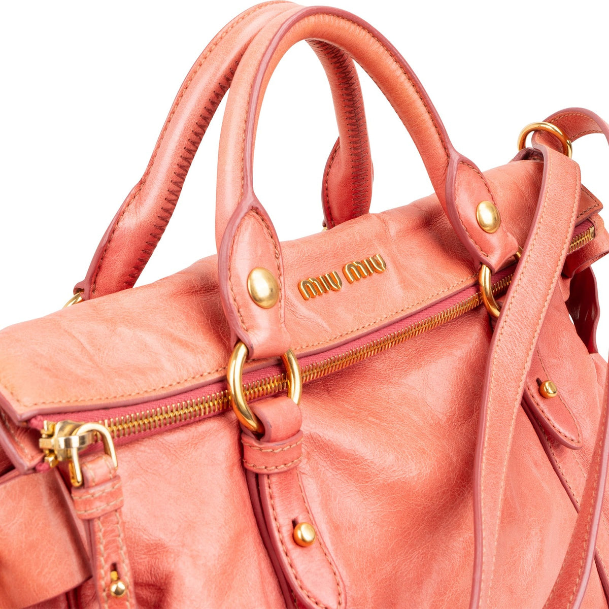 Miu Miu Rosa Vitello Lux Leder Bow Handtasche, Bild 3 von 12