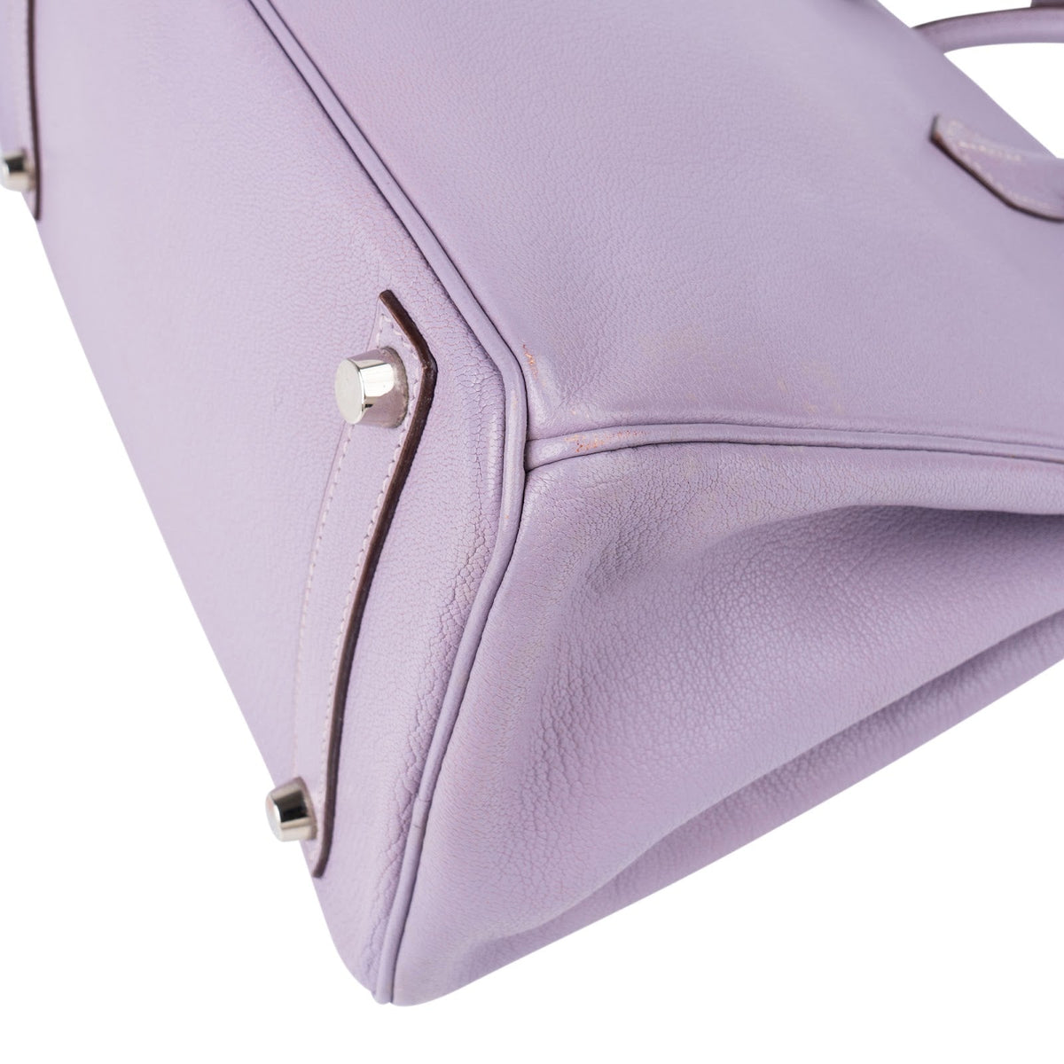 Bolso Birkin 30 de Hermès en piel de cabra Mysore color lila con herrajes de paladio