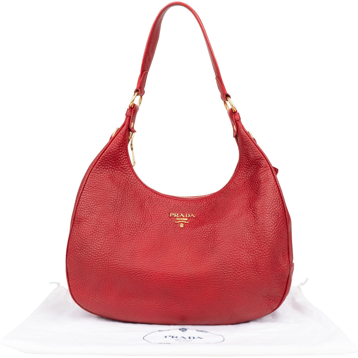 Prada Hobo aus rotem Vitello-Daino-Leder – Ansicht 2