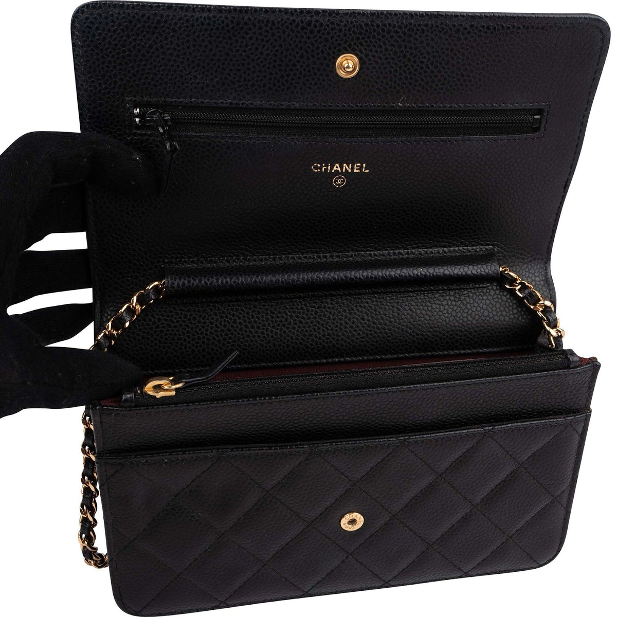 Chanel CC Wallet On Chain aus gestepptem Caviar-Leder – Ansicht 11