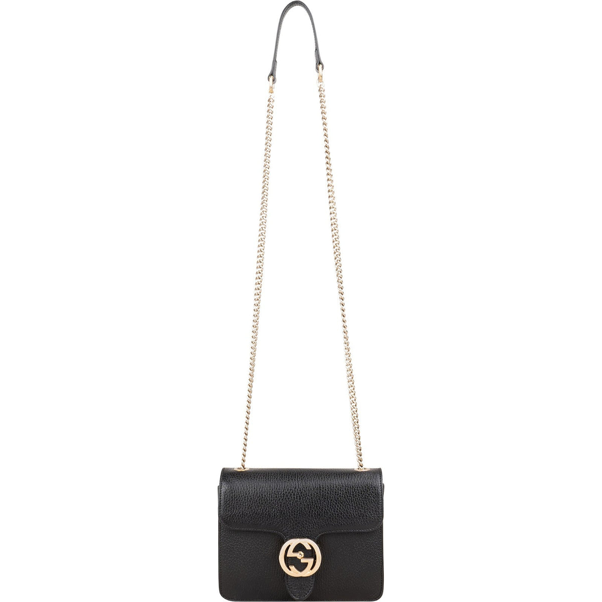 Borsa a tracolla piccola Gucci in pelle martellata con logo GG intrecciato