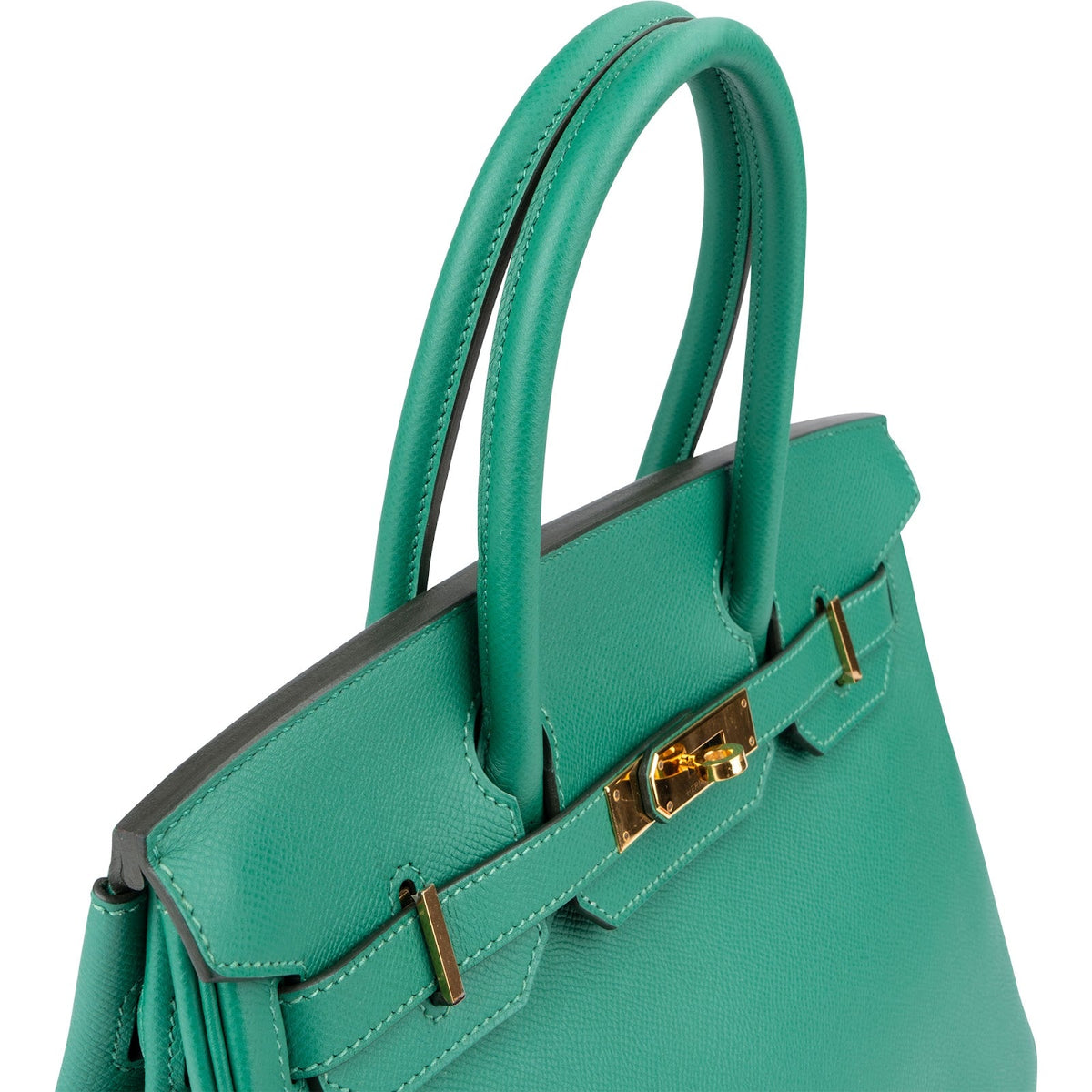 Borsa Birkin 30 Hermès in pelle Epsom color Vert Vertigo con hardware oro