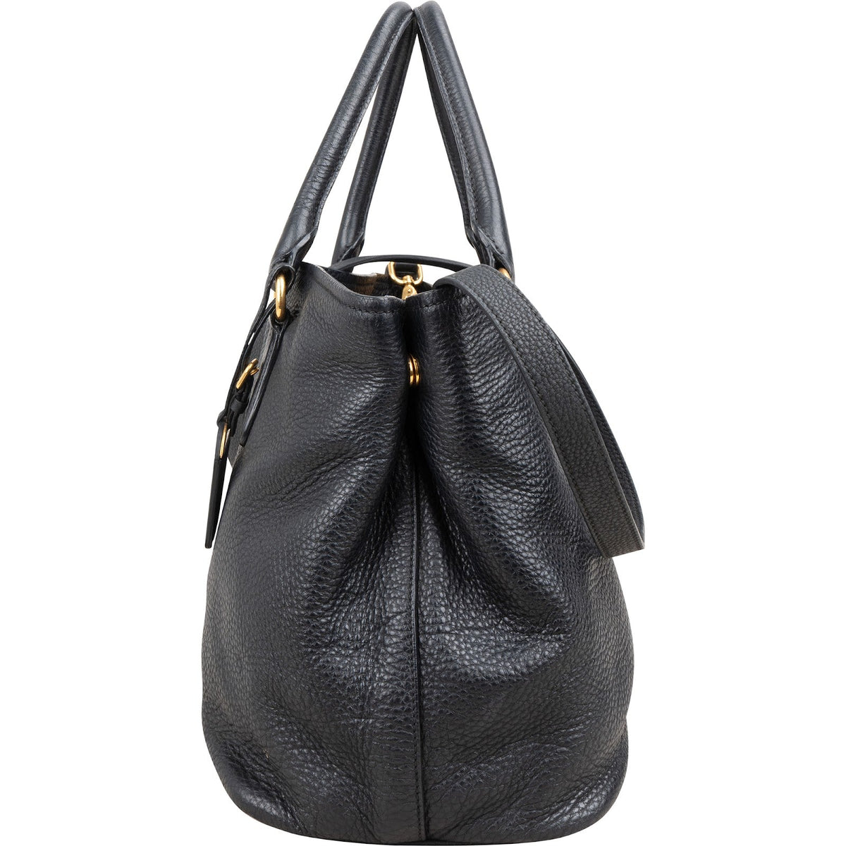 Prada Black Vitello Daino Leather Tote Handbag