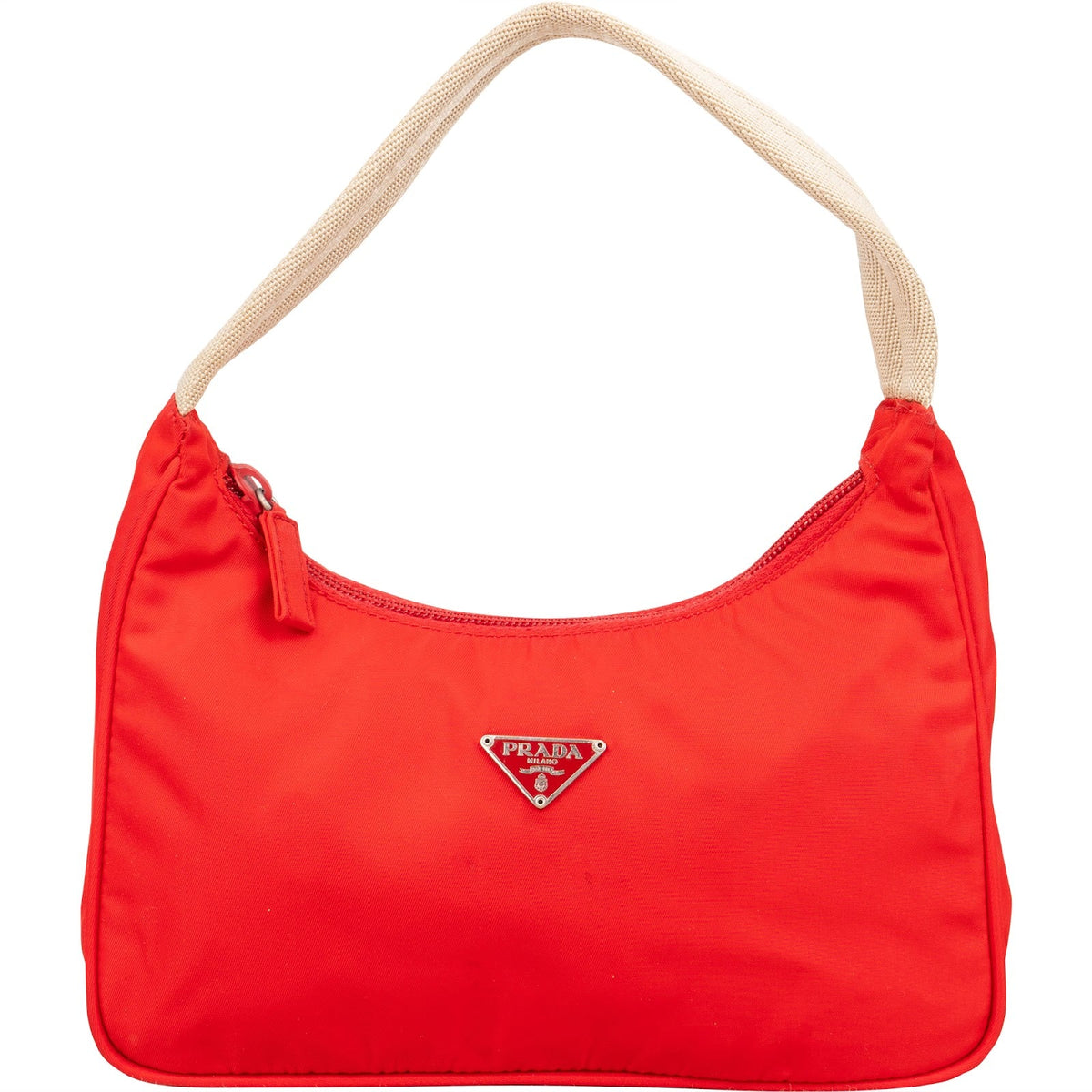 Prada Rot Nylon Tessuto Mini Triangle aus Nylon und Baumwolle – Vorderansicht