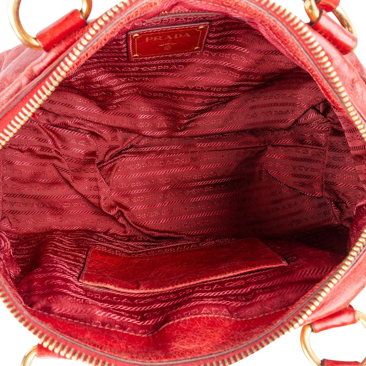 Borsa a mano Prada Bauletto in pelle Vitello Lux rossa
