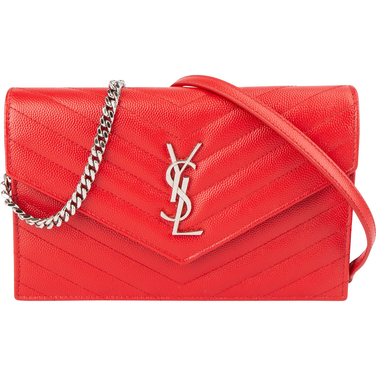 Yves Saint Laurent Grain de Poudre Envelope WOC aus Leder – Vorderansicht
