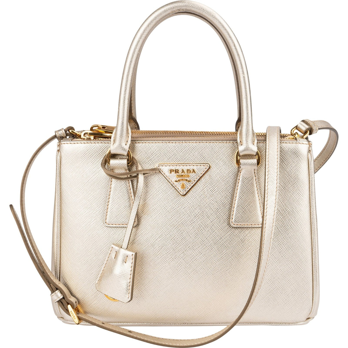 Borsa a mano piccola Galleria in pelle Saffiano metallizzata Prada