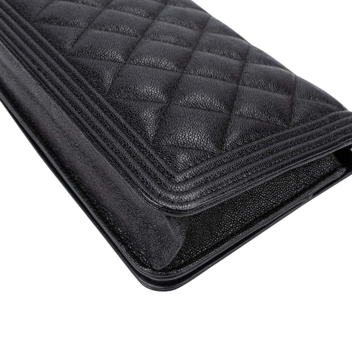Chanel Quilted Caviar Leather Small Boy Wallet On Chain Crossbody Bag