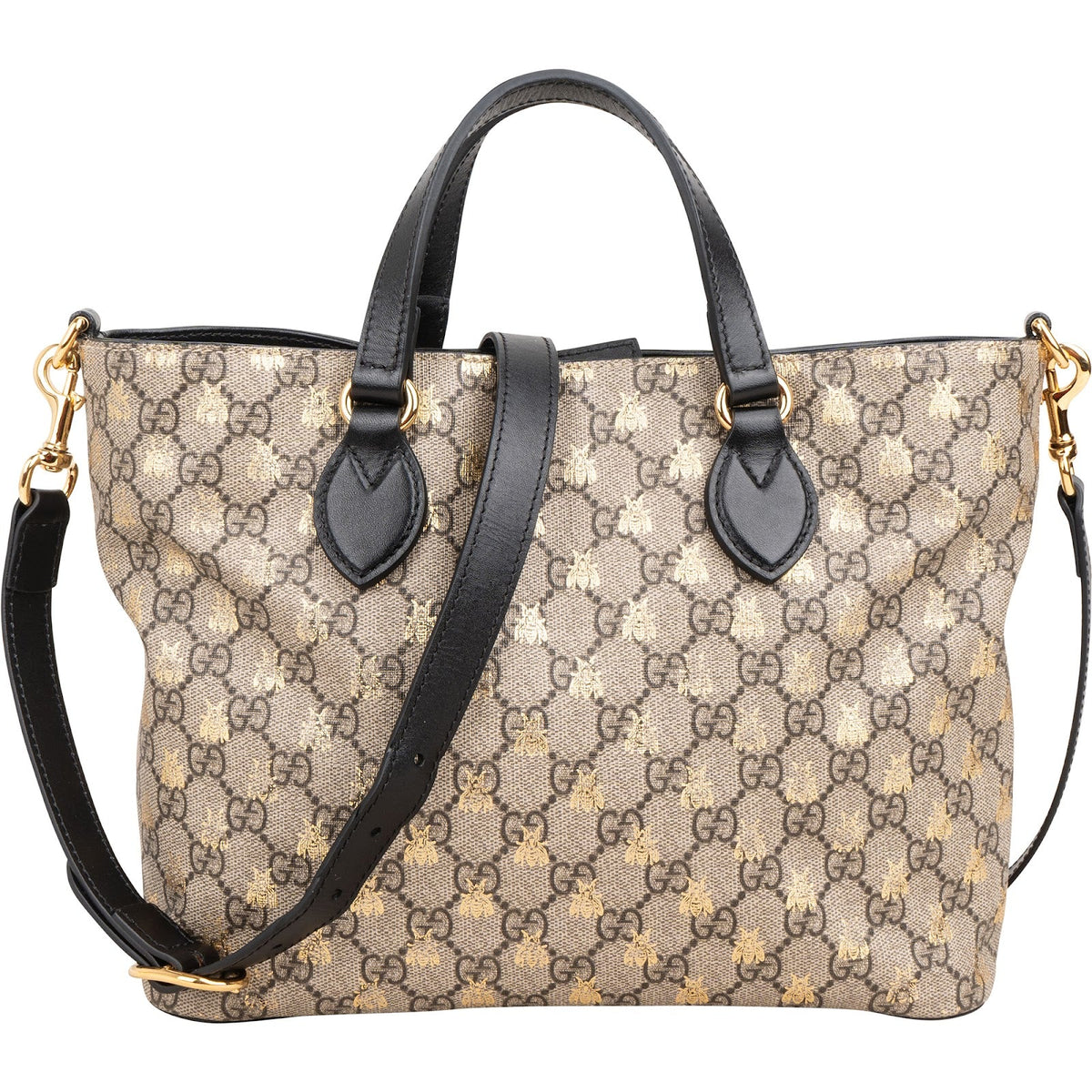 Petit sac à main cabas Gucci en toile GG Supreme à imprimé abeille