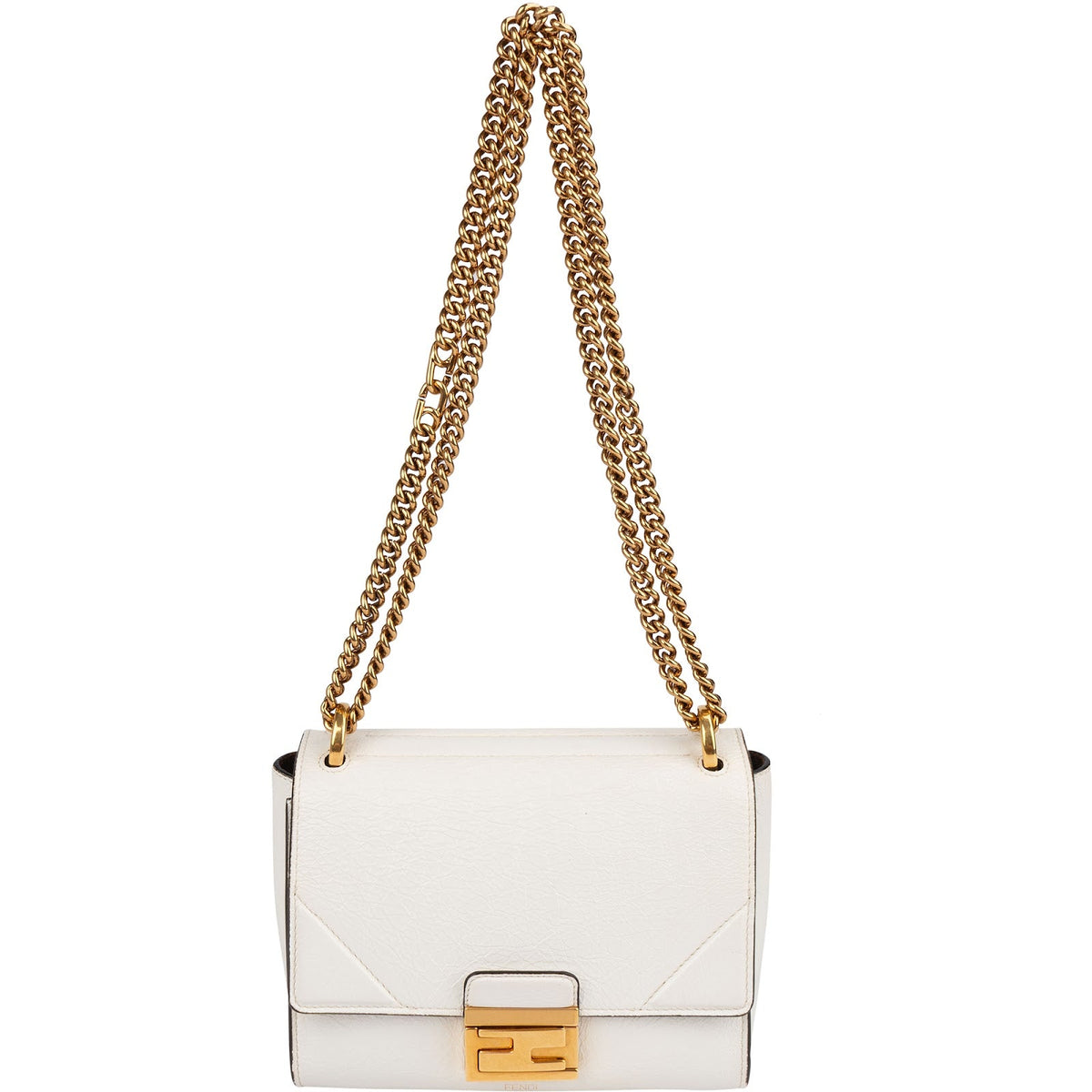 Fendi Kan U Flap aus weißem Lackleder – Ansicht 8