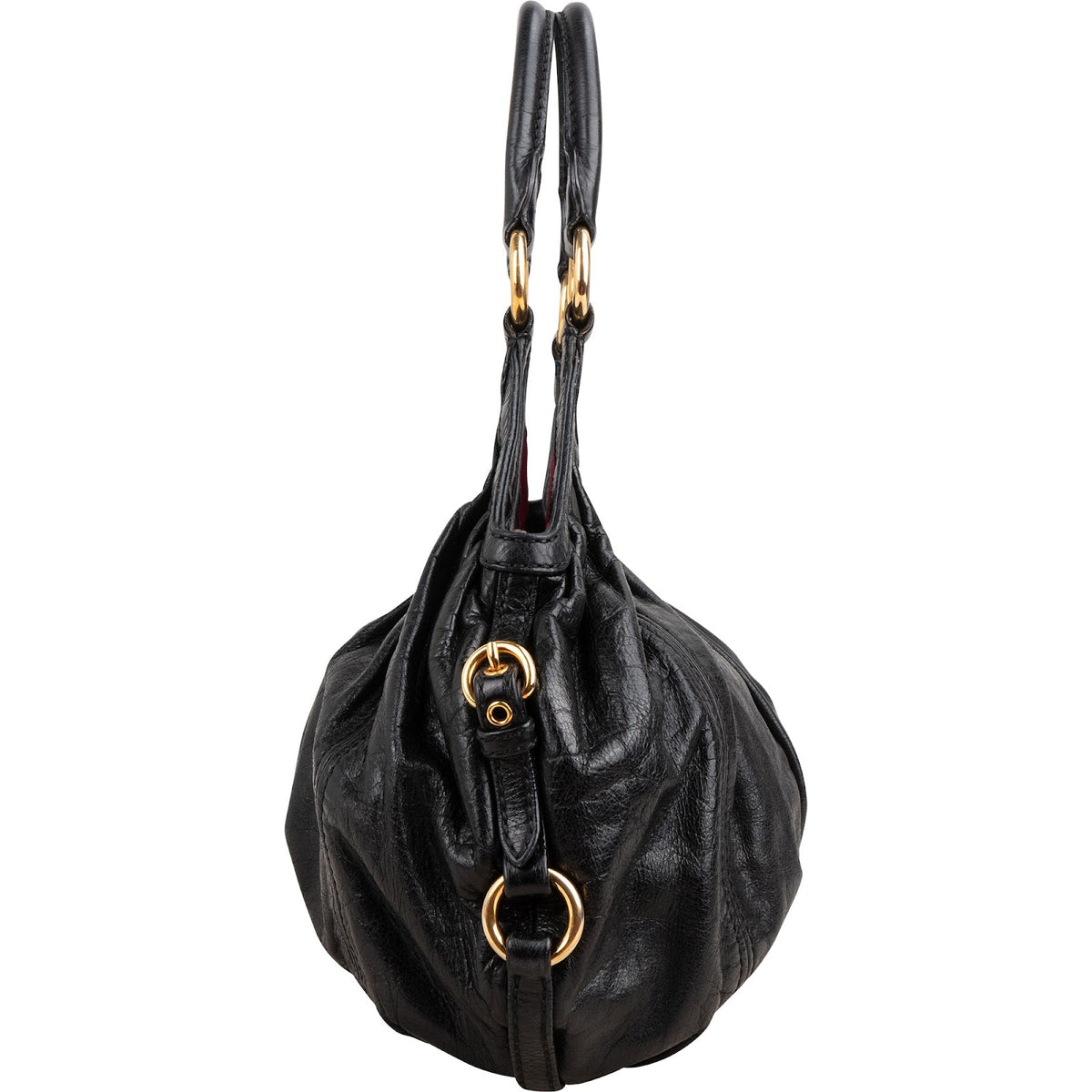 Miu Miu Vitello Lux Leder Pleated Hobo Handtasche, Bild 5 von 10