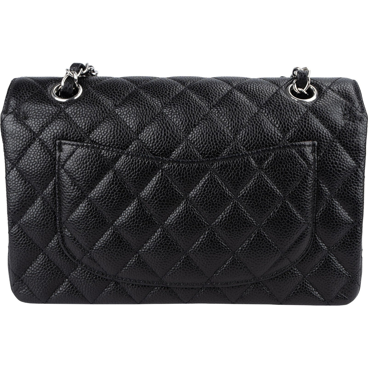Bolso de hombro Chanel pequeño con doble solapa en piel caviar acolchada y herrajes de paladio