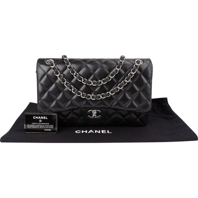 Sac bandoulière Chanel Jumbo à double rabat en cuir d'agneau matelassé et bijouterie palladium