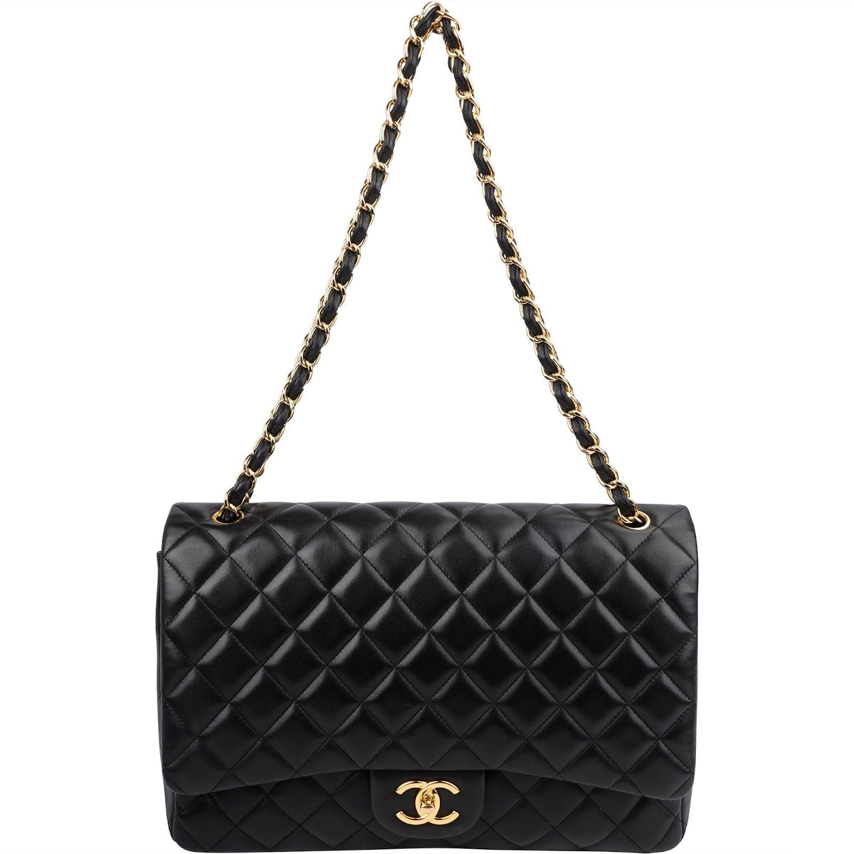 Chanel Quilted Lambskin Maxi Double Flap Crossbody Bag