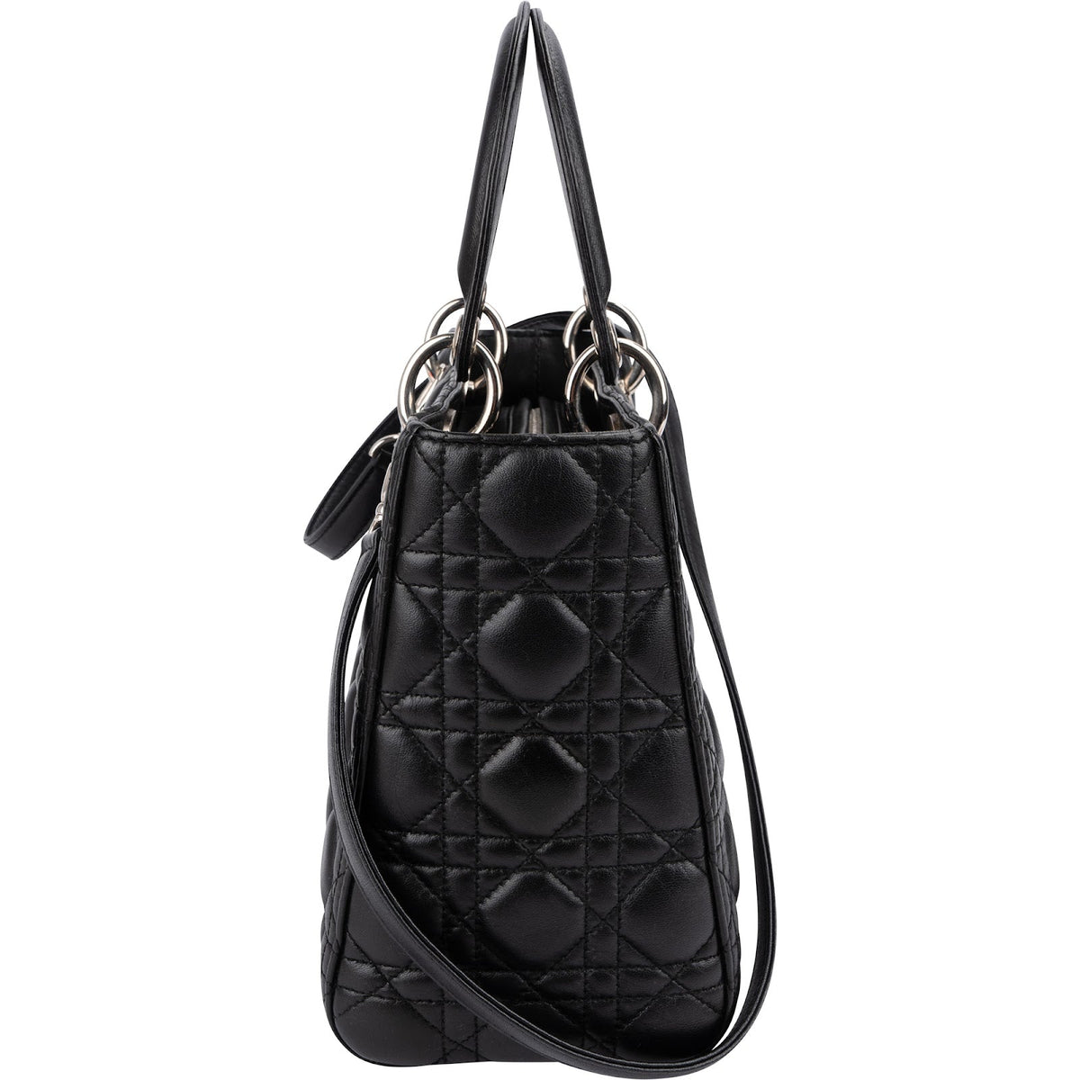 Christian Dior Black Quilted Lambskin Lady Dior Handbag