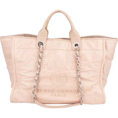 Chanel Rose Leather Deauville Shopper Shoulder Bag