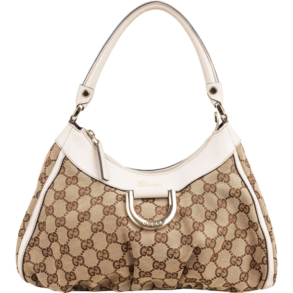Gucci Monogram GG Canvas Abbey D-Ring Small aus Canvas und Leder – Vorderansicht