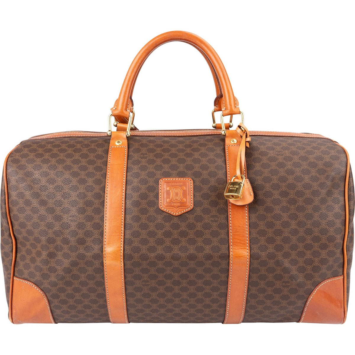 Celine Monogram Macadam Canvas Boston 45 Handbag