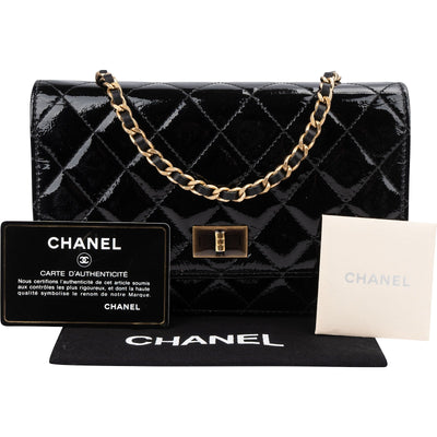 Chanel Quilted Patent Leather 2.55 Wallet On Chain Crossbody Bag