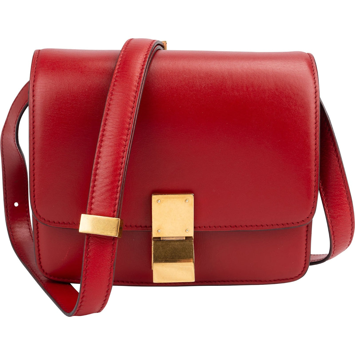 Celine Small Triomphe aus rotem Box-Kalbsleder – Vorderansicht