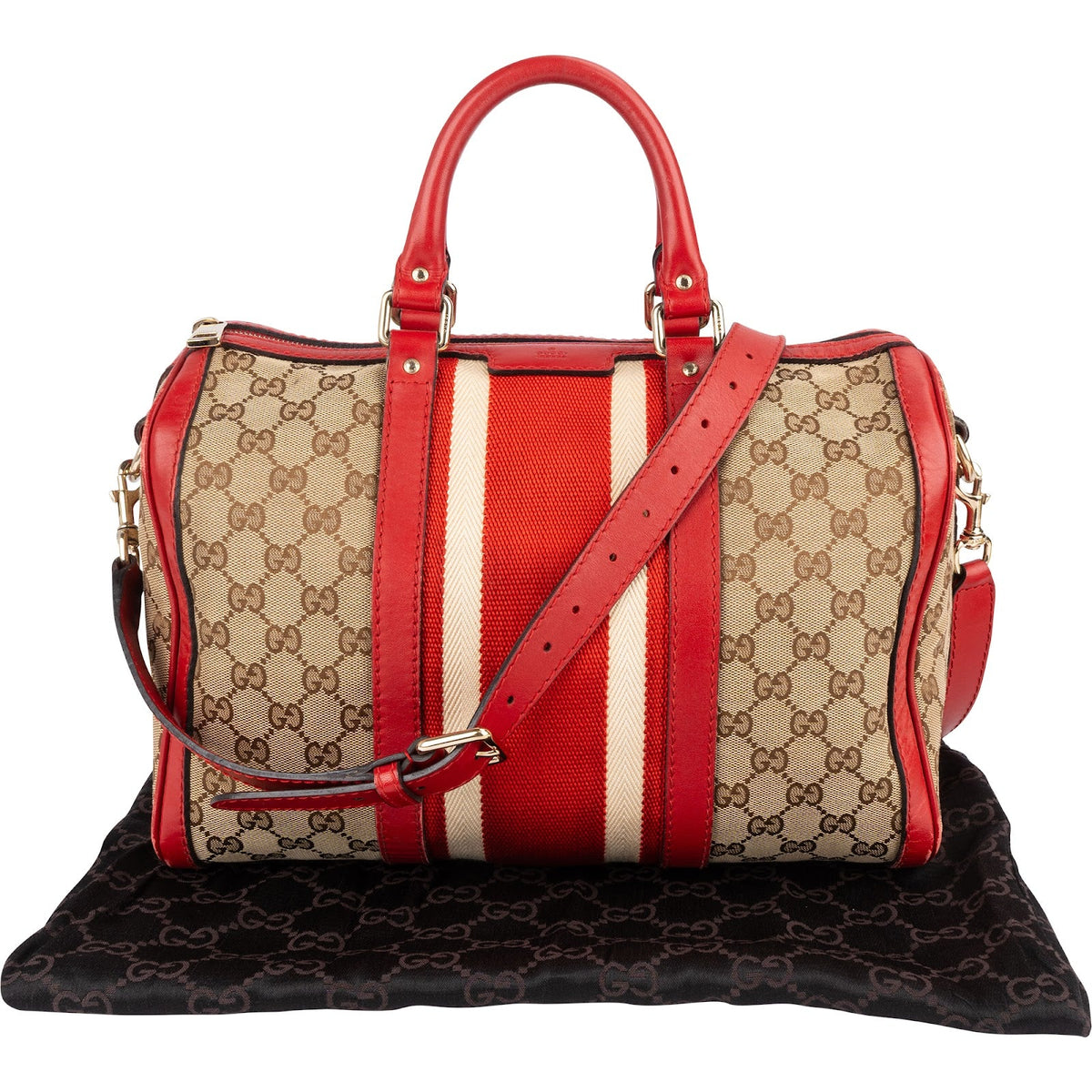 Gucci Monogram GG Canvas Vintage Web Boston Handtasche, Bild 2 von 11