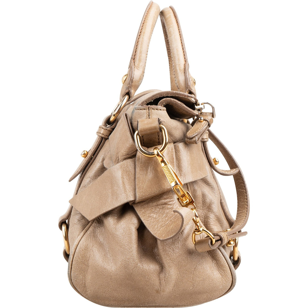 Miu Miu Vitello Lux Leder Bow Small Satchel Handtasche, Bild 3 von 11