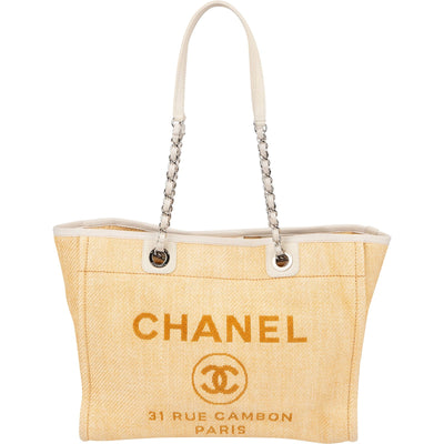 Borsa a spalla Chanel Deauville in rafia