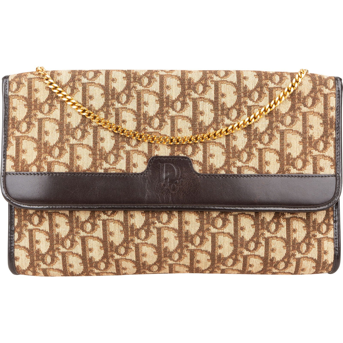 Bolso de hombro vintage con cadena Christian Dior en lona Monogram Oblique