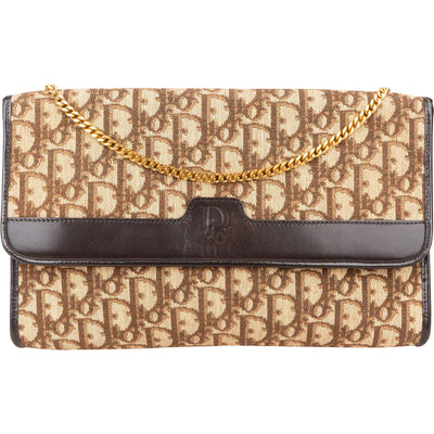 Bolso de hombro vintage con cadena Christian Dior en lona Monogram Oblique