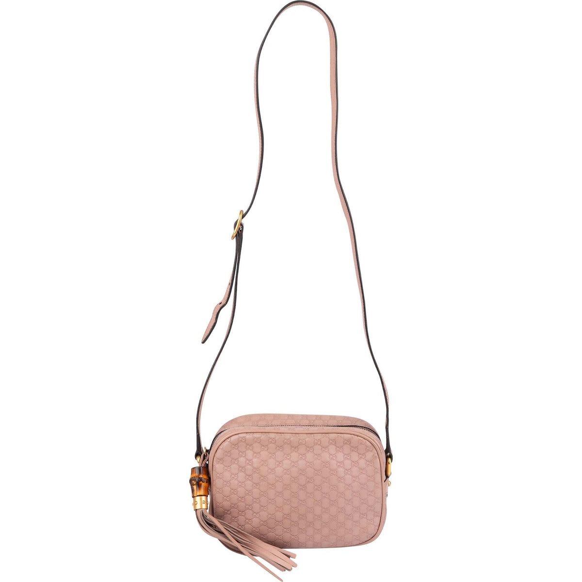 Borsa a tracolla Disco Camera Gucci in pelle Microguccissima con nappina in bambù