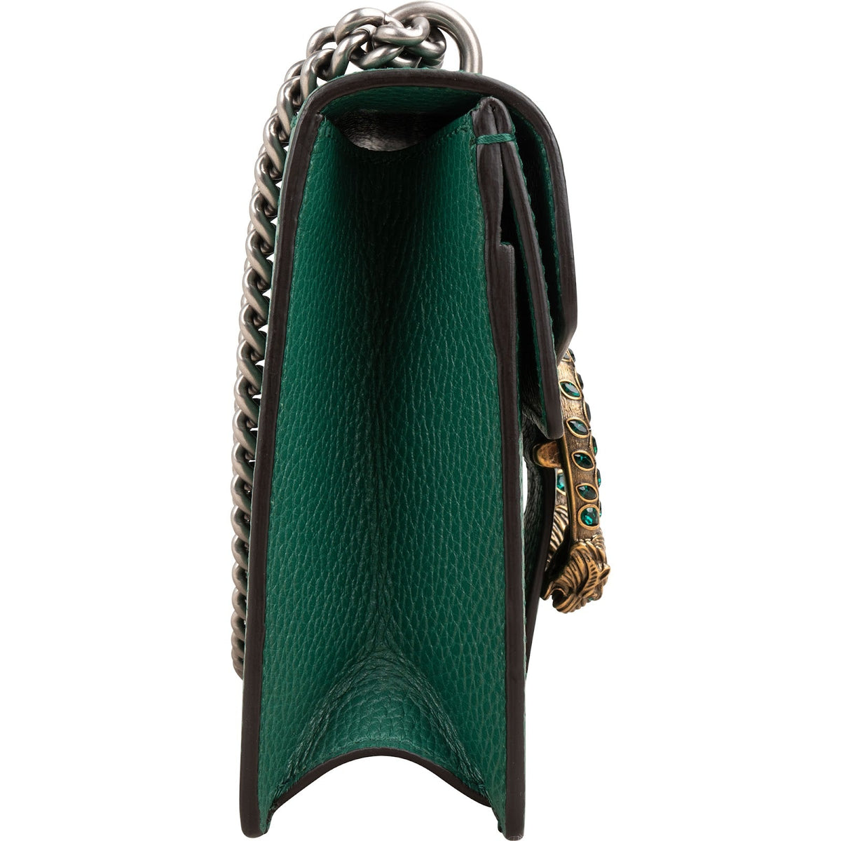 Gucci Grained Green Leather Dionysus Crystal Small Crossbody Bag