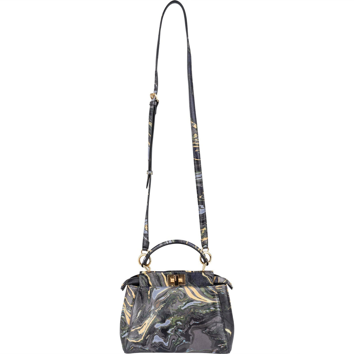 Borsa a mano Peekaboo Mini in pelle marmorizzata Fendi