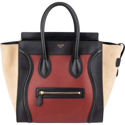 Borsa a mano Celine Luggage in pelle bicolore e scamosciato