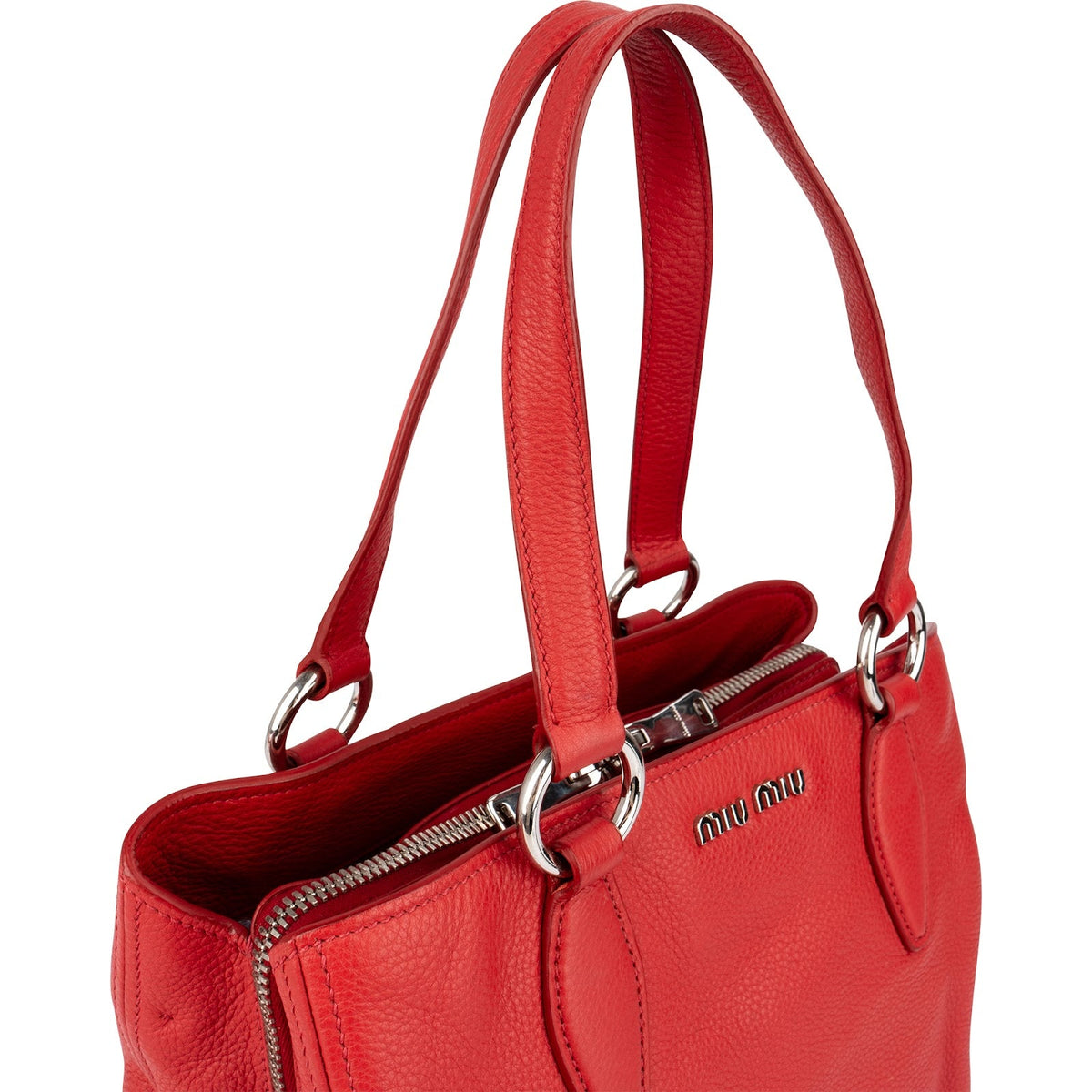 Miu Miu Tote aus rotem Vitello-Phenix-Leder – Ansicht 3