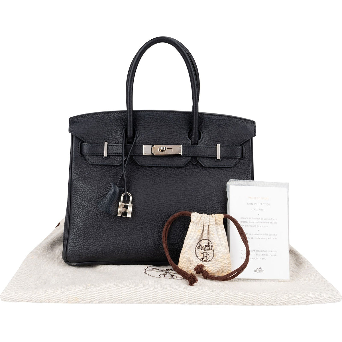 Hermès Blau Indigo Clemence Birkin 30 Handtasche, Bild 2 von 15