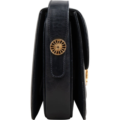 Céline Navy Box Calf Leather Horse Carriage Triomphe Shoulder Bag
