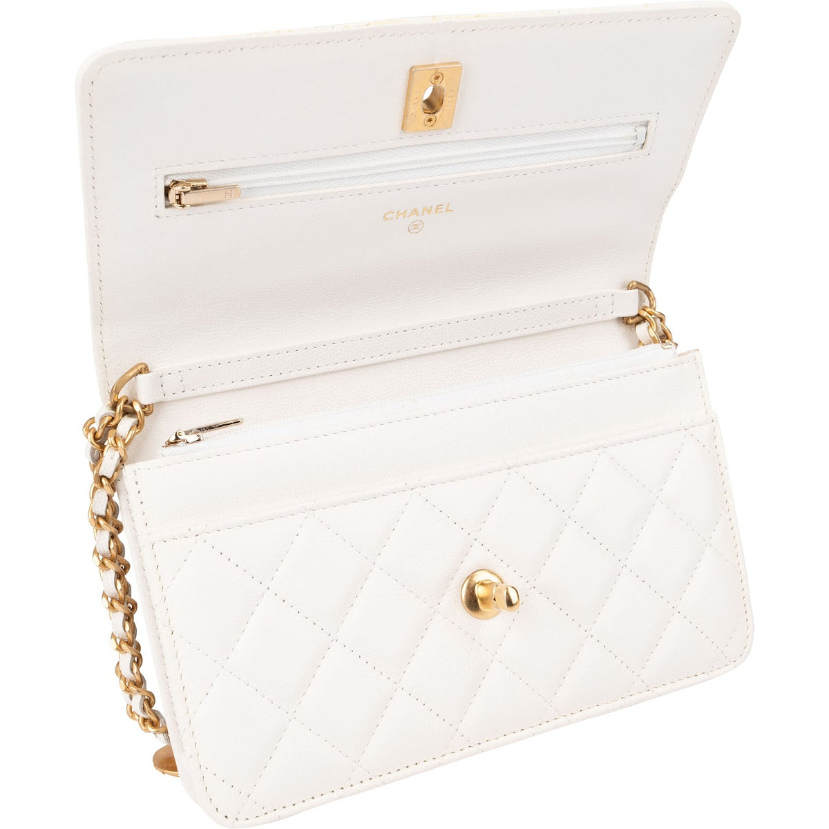 Borsa a tracolla Chanel Wallet On Chain in pelle Caviar trapuntata