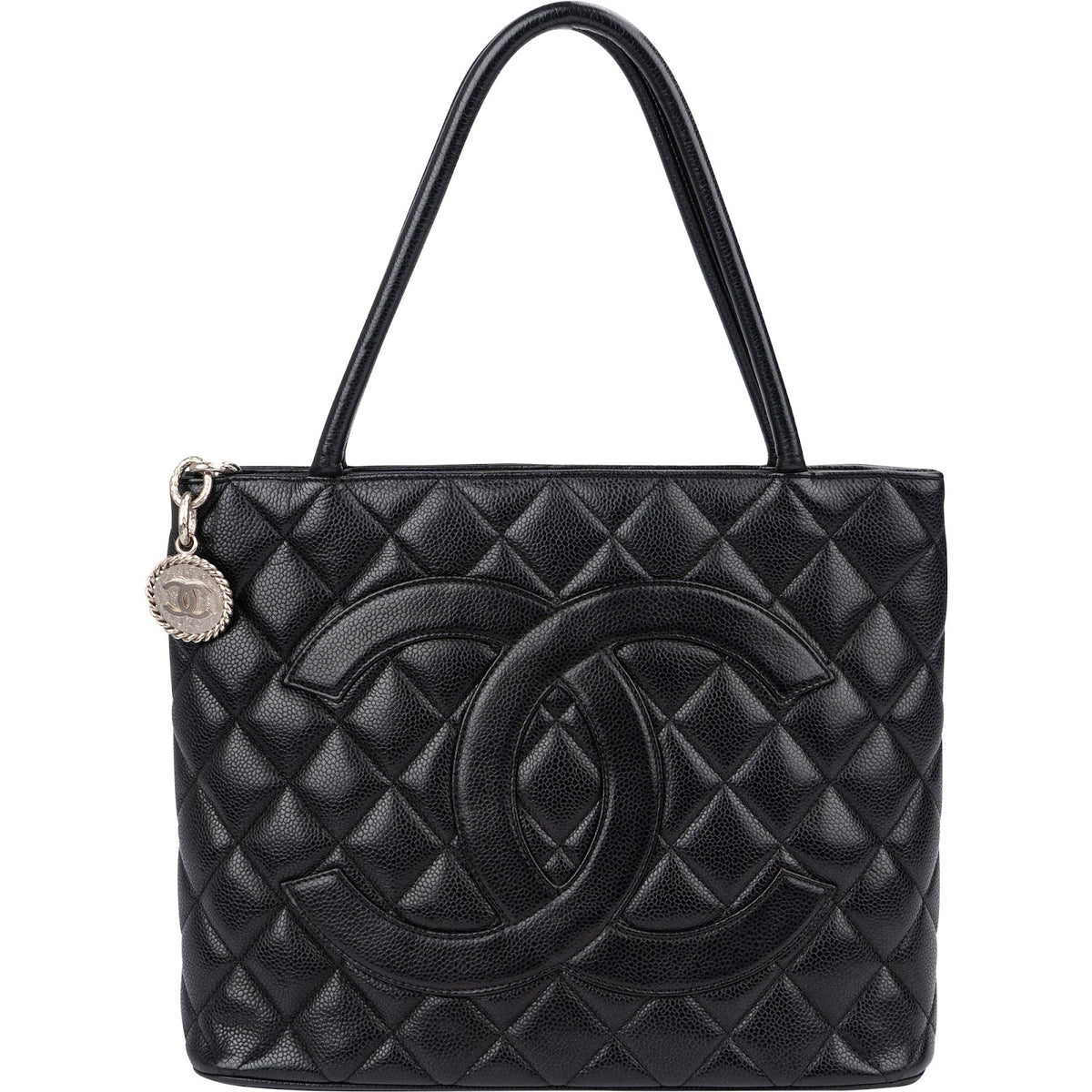 Bolso de mano Chanel Medallion CC Tote en piel Caviar acolchada