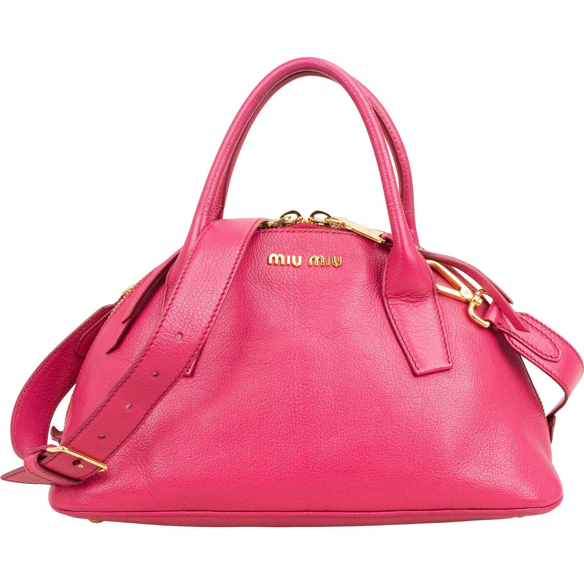 Miu Miu Bauletto Dome aus rosa Madras-Leder – Vorderansicht