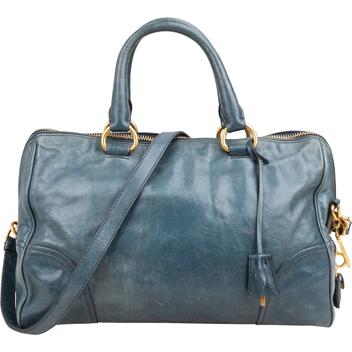 Prada Vitello Lux Leather Bauletto Handbag
