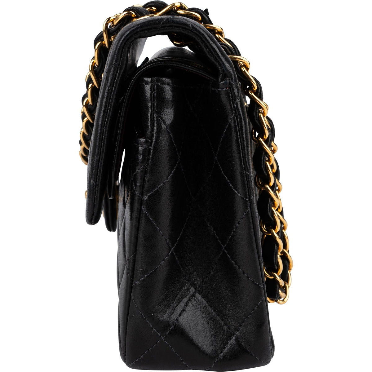 Borsa a spalla Chanel Small Double Flap in pelle di agnello trapuntata con finiture in oro 24K