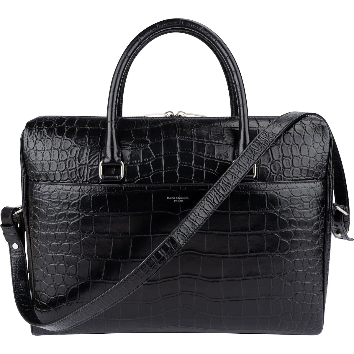 Sac à bandoulière Yves Saint Laurent en cuir embossé façon crocodile