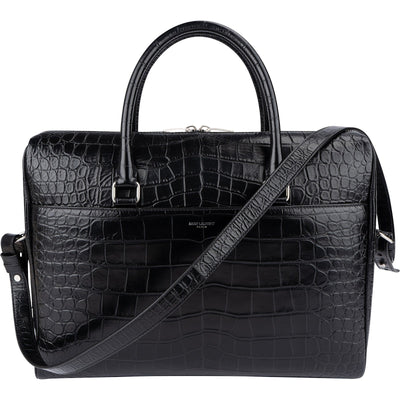 Yves Saint Laurent Croc-Embossed Leather Briefcase Shoulder Handbag