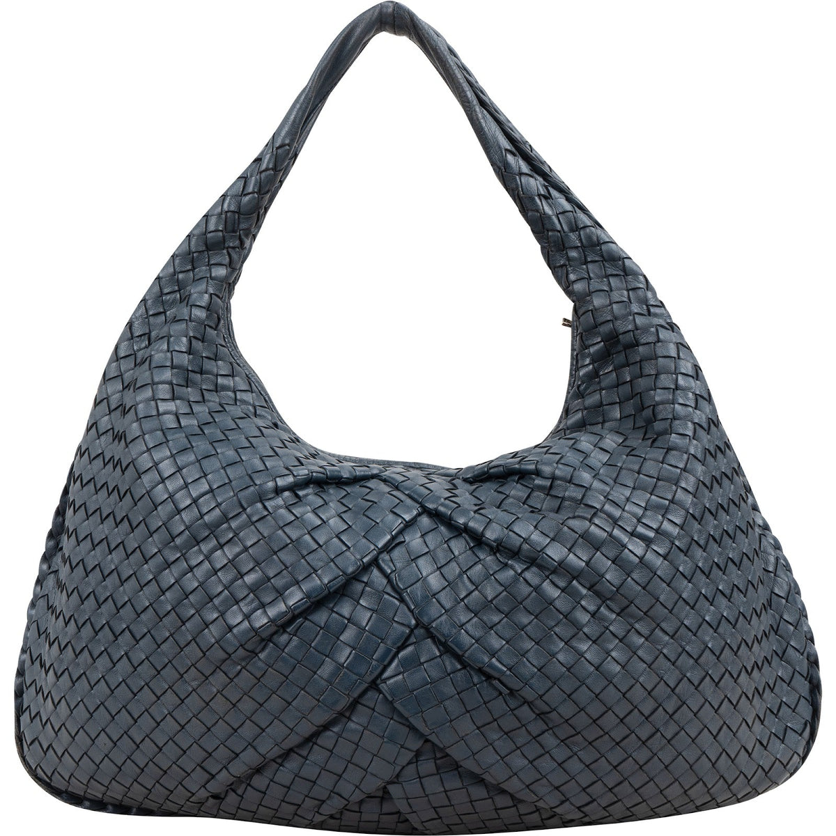 Bottega Veneta Blue Intrecciato Quilted Leather Belly Shoulder Bag