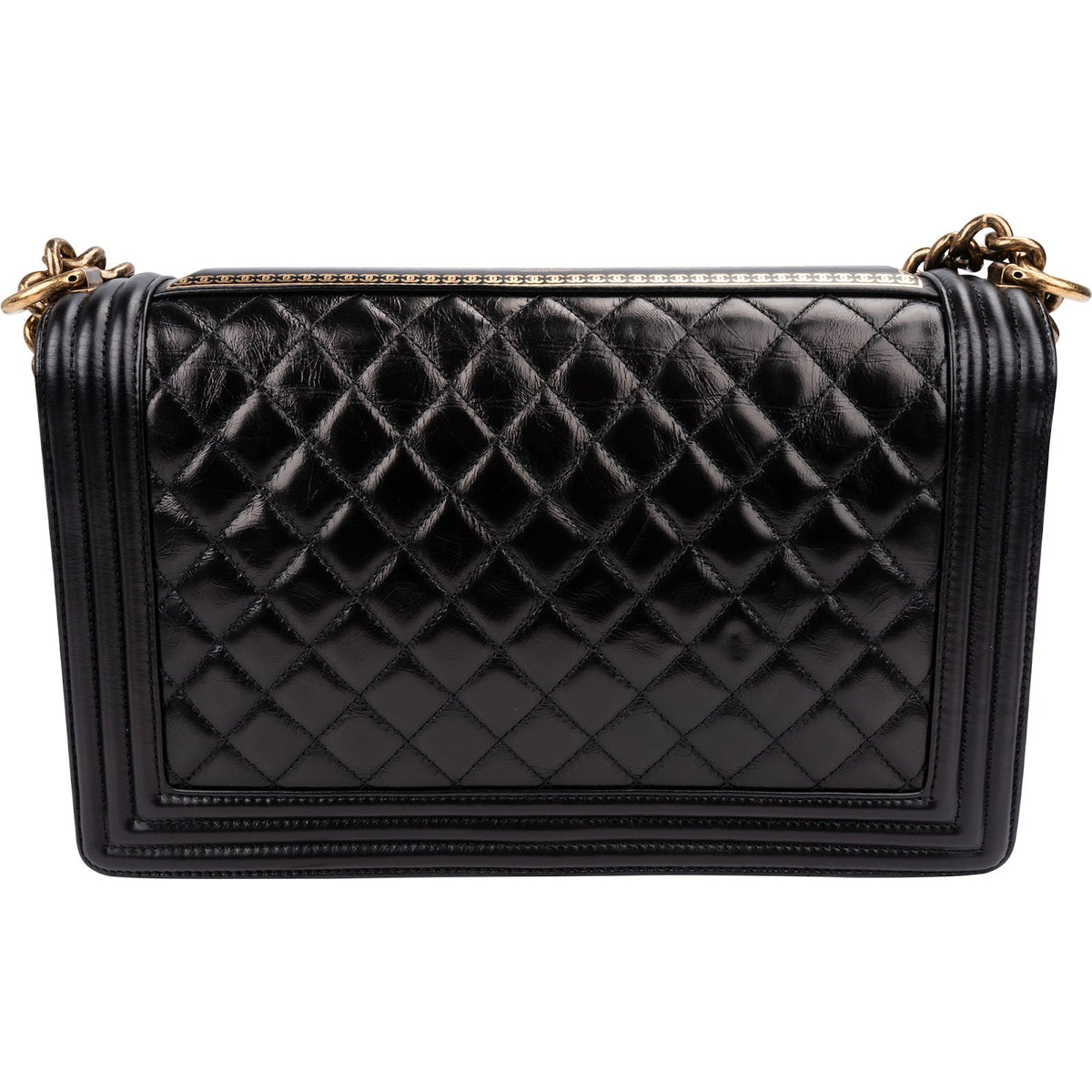 Chanel Large Boy Bag Paris-Salzburg aus Kalbsleder in Knitteroptik – Ansicht 4