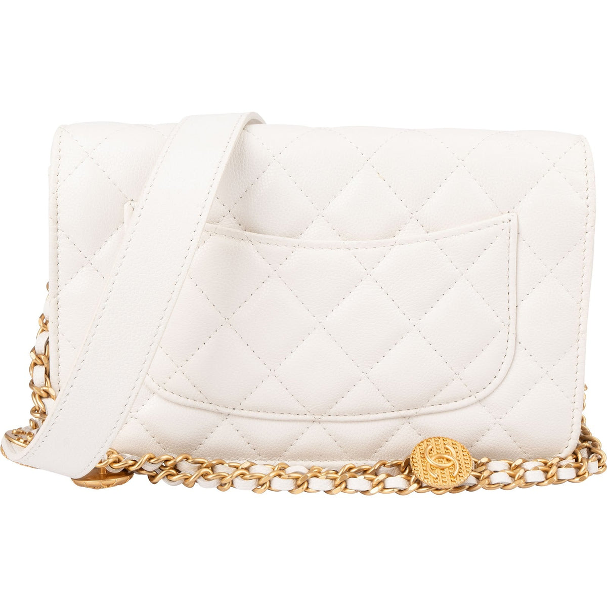 Borsa a tracolla Chanel Wallet On Chain in pelle Caviar trapuntata