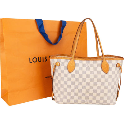 Louis Vuitton Monogram Damier Azur Canvas Neverfull PM Shoulder Bag