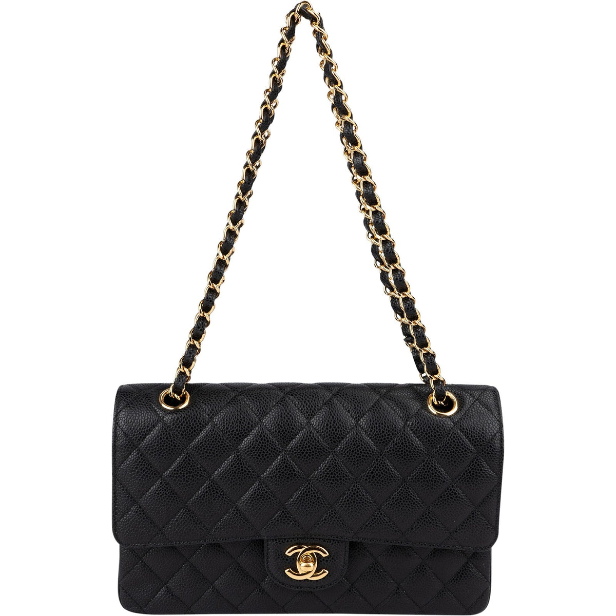 Chanel gewatteerde Caviar leren medium Double Flap crossbodytas