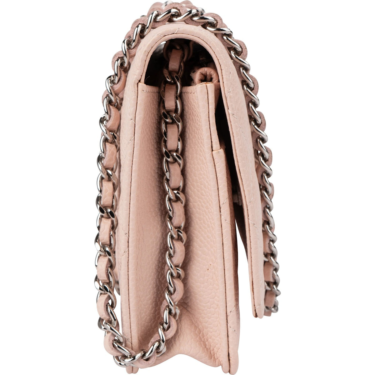 Sac bandoulière Chanel Wallet On Chain en cuir caviar matelassé et bijouterie palladium